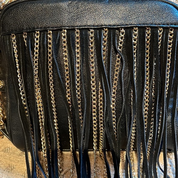 Bebe black leather with a Gold and leather fringe back - Picture 8 of 9